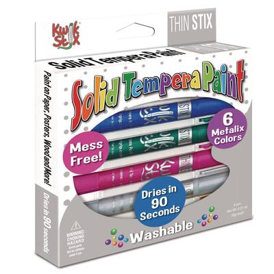 TPG Creations Thin Stix Tempera Paint Set, 6 Assorted Metallic Colors, 6/Set, 24 Sets/Carton (TPG61924)