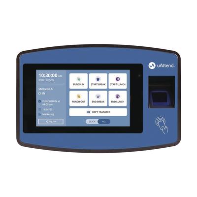 uAttend Biometric Fingerprint Touch Tablet Time Clock System, Unlimited Employees, Black/Blue (PPZ2500)