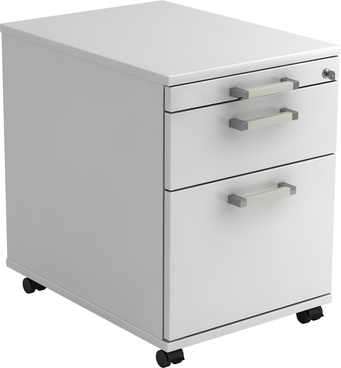 Hammerbacher Rollcontainer 58cm 1 Schub 1 Hängeregistratur Schloss Chromgriff Weiß Image