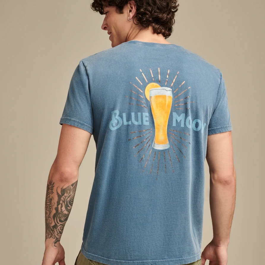 Lucky Brand Blue Moon Glass Tee - Men's Clothing Tops Shirts Tee Graphic T Shirts in Real Teal, Size L