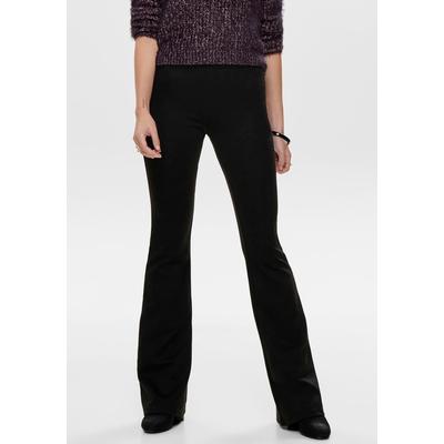 Jerseyhose ONLY "ONLFEVER STRETCH FLAIRED PANTS JRS", Damen, Gr. M (38), Länge 32, schwarz (schwarz 32), Jersey, Obermaterial: 95% Polyester, 5% Elasthan, unifarben, casual, Hosen Image