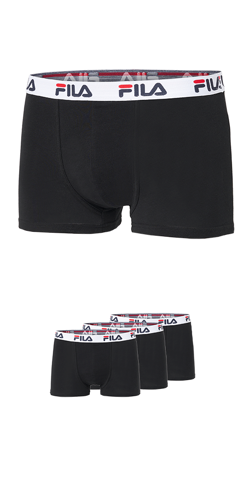 Boxer FILA "JUNIOR BOY BOXER SHORTS", Kinder, Gr. 146/152, schwarz, Single Jersey, Obermaterial: 95% Baumwolle, 5% Elasthan, unifarben, körpernah, Unterhosen, für KIDS Image