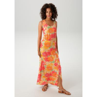 Sommerkleid ANISTON CASUAL, Damen, Gr. 46, N-Gr, bunt (orange, gelb, rot, rot, grün, weiß, pink, hummer, apricot, mint, beige), Single Jersey, Obermaterial: 95% Viskose, 5% Elasthan, bedruckt, geblümt, feminin, figurumspielend knöchellang, Rundhals,... Image