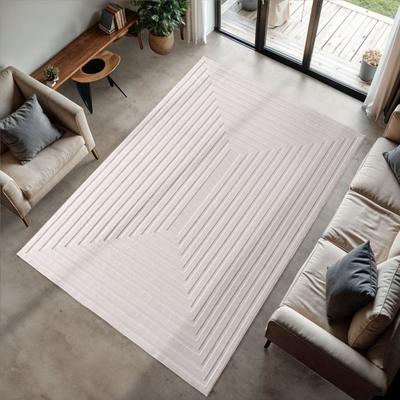 Teppich AYYILDIZ TEPPICHE "DOHA 1653", beige (creme), B:80cm H:4mm L:250cm, Polypropylen, Teppiche, 3D Hoch-Tief-Effekt, leichter Kurzflor, Läufer, In- und Outdoor Image