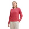 Rundhalspullover TOM TAILOR, Damen, Gr. M (38), rot (berry rot), Strick, Obermaterial: 100% Baumwolle, unifarben, casual, regular fit taillenbedeckt, Rundhals, Langarm breiter Bund, Pullover, in Strick Optik