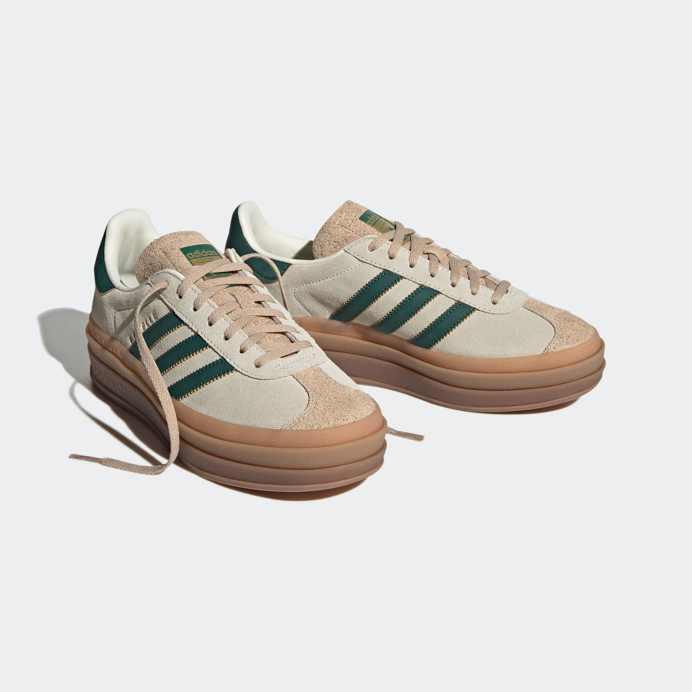 Sneaker ADIDAS ORIGINALS "GAZELLE BOLD", Damen, Gr. 43, beige (cweiß, cgrün, magbei), Leder, Schuhe Sneaker, Topseller