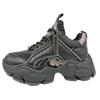 Plateausneaker BUFFALO "BINARY QUILT", Damen, Gr. 41, schwarz (schwarz, metallic), Lederimitat, modisch, Schuhe, Chunky-Schnürer, Freizeitsneaker, Halbschuh mit Metallic-Akzenten