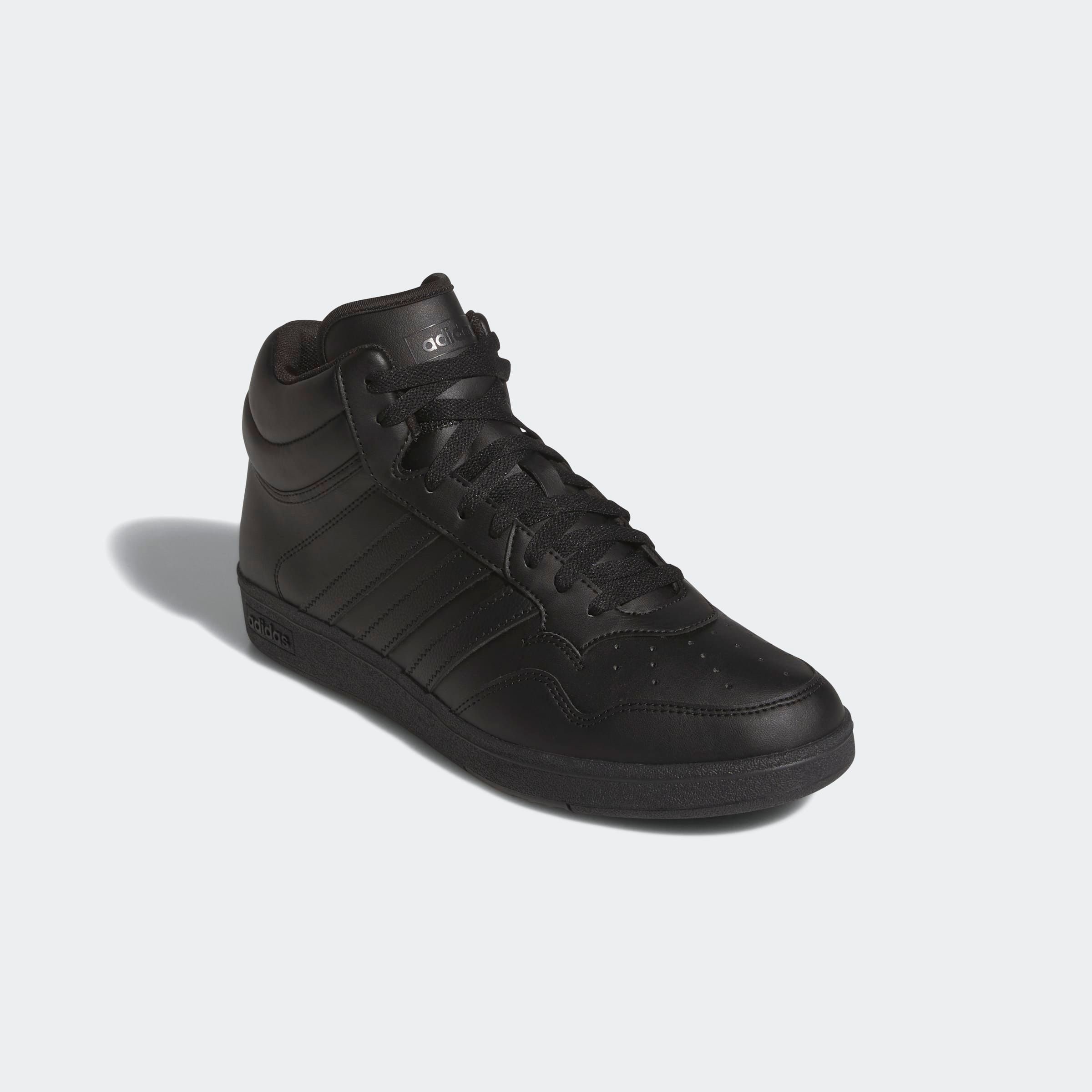 Sneaker ADIDAS SPORTSWEAR "HOOPS 4.0 MID", Gr. 44,5, schwarz-weiß (core schwarz, core schwarz, cloud weiß), Synthetik, Schuhe