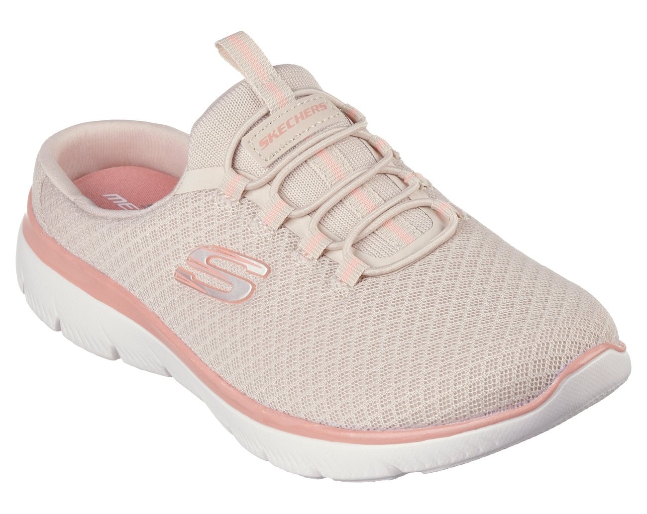 Sabot SKECHERS "SUMMITS SWIFT STEP", Damen, Gr. 35, orange (beige, apricot), Textil, Schuhe Sabot, Sommerschuh, Schlappen, Schlupfschuh in veganer Verarbeitung
