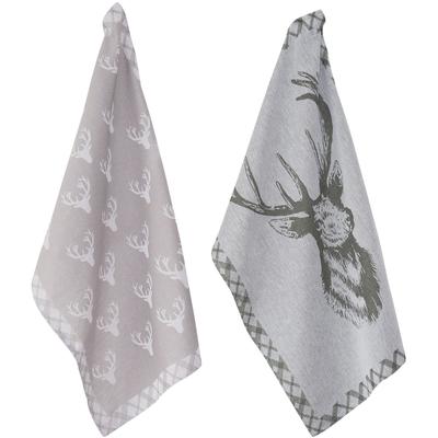Geschirrtuch PAD "Deer", grün (olive), H:1cm L:70cm T:50cm, 100% Baumwolle, Geschirrtücher Image