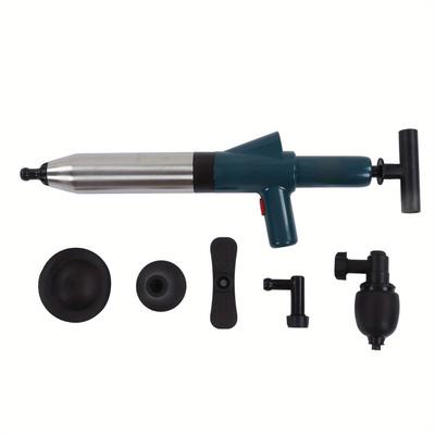 TEMU High Pressure Drain Blaster Stainless Steel Air Drain Unblocker Plunger Pipe Unclogging Tool For Toilets Sinks Drains Image
