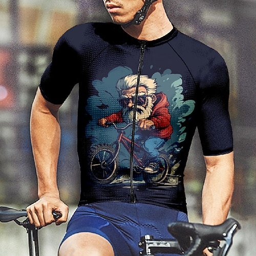 Herren Radtrikot Grafik Kurzarm Fahhrad T-Shirt Trikot mit 3 Gesäßtaschen Mountainbike MTB Schnelltrocknend Anatomisches Design Feuchtigkeitsableitend Atmungsaktiv Sport Dunkelgrau Schwarz Image