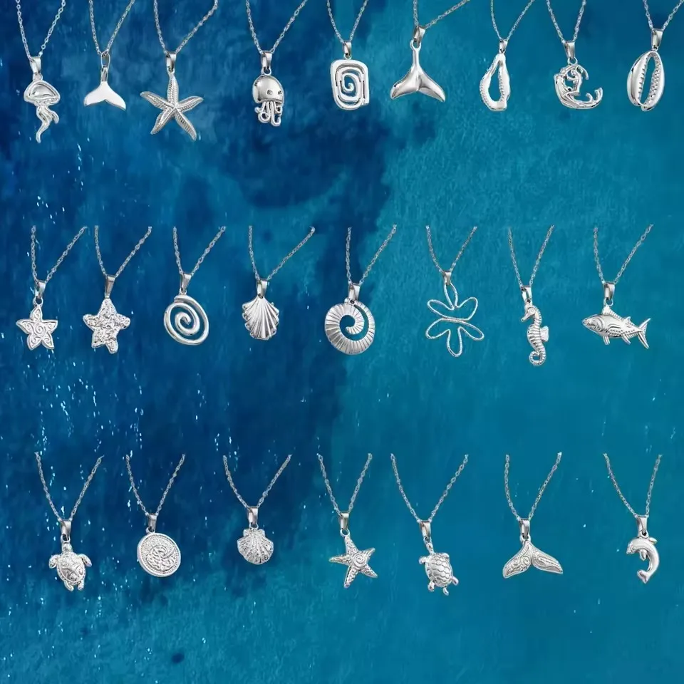 Moda 1pc acciaio inossidabile stella marina conchiglia tartaruga marina coda di pesce collana pendente animali marini collana donne ragazze regalo