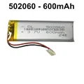 1-10PCS 502060 3.7V 600mAh Batteria ricaricabile ai polimeri di litio per Mp3 MP4 GPS e-book penna di registrazione auricolare bluetooth altoparlante