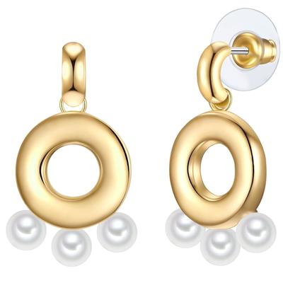 Yokoamii Ohrhänger aus Metall-Legierung in Gelbgold mit Perle (synth.) 33,3 mm Damen Image