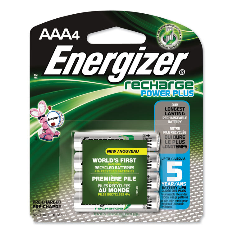 Energizer NiMH Rechargeable AAA Batteries, 1.2 V, 4/Pack (EVENH12BP4) Pack of 4 Energizer®