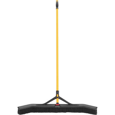 Rubbermaid Commercial Maximizer Push/Center 36" Broom, Polypropylene Bristle, 58.1" Overall Length, Steel Handle, 6/Carton (RCP2018728CT) Case of 6 Ru