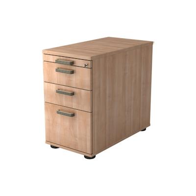 Hammerbacher Standcontainer 80cm 2 Schub 1 Hängeregistratur Schloss Streifengriff Nussbaum