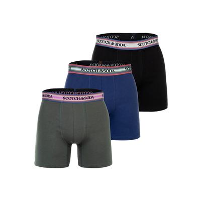 Boxershorts SCOTCH & SODA "Boxershort Solid Cotton Stretch 3er Pack", Herren, Gr. S, schwarz (schwarz, grün), Obermaterial: 95% Baumwolle CO. 5% Elasthan EL., Unterhosen Image
