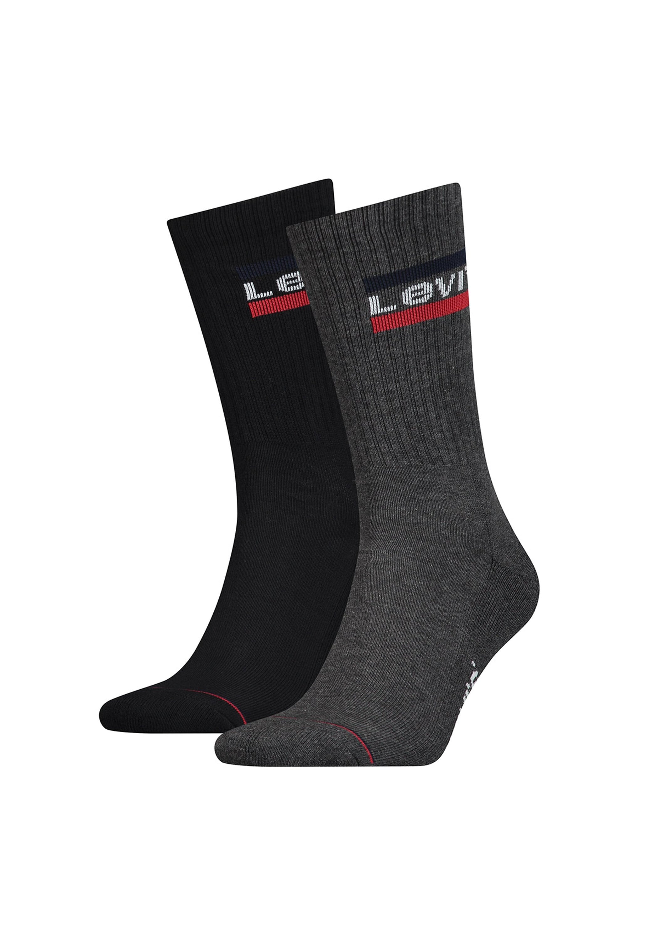 Kurzsocken LEVI'S "Socken 2er Pack", Herren, Gr. 43-46, schwarz (schwarz, grau), Obermaterial: 75% Baumwolle CO. 22% Polyamid PA. 3% Elasthan EL., Socken