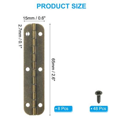 Small Piano Hinge 2.6" x 0.6", 180-Degree Hinge
