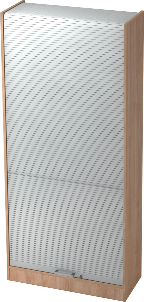 Hammerbacher Rollladenschrank Solid 5OH BxTxH 90x40x200,4cm Griff CE Nussbaum/Silber Image