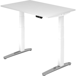 Hammerbacher Sitz-Steh-Schreibtisch elektrisch 120x80cm Weiß/Weiß-alu Image