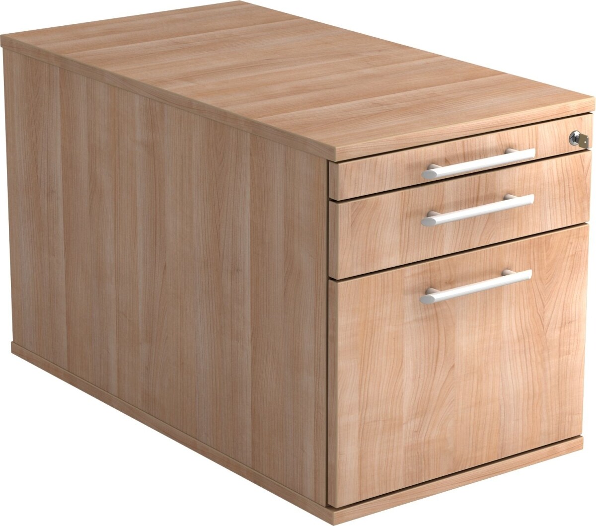 Hammerbacher Rollcontainer 80cm 1 Schub 1 Hängeregistratur Schloss Relinggriff Nussbaum Image