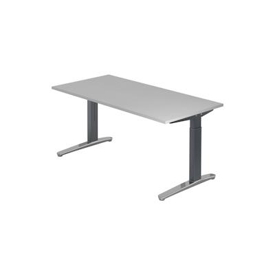 Hammerbacher Schreibtisch C-Fuß 160x80cm Grau/Graphit-Alu poliert Image