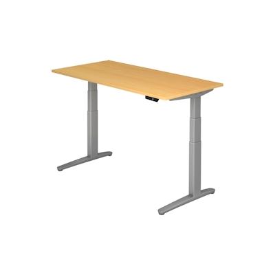 Hammerbacher Sitz-Steh-Schreibtisch elektrisch 160x80cm Buche/Silber Image