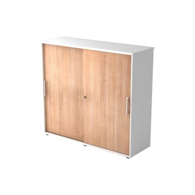 Hammerbacher Schiebetürenschrank Serie 9 3OH BxTxH 120x40x110cm Griff RE Weiß/Nussbaum Image