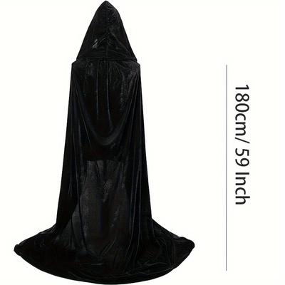 TEMU Festive Velvet Cape For Halloween Or Carnival: 150cm/59 Inch Long, No Power Required, Suitable For Christmas And Halloween Parties Image