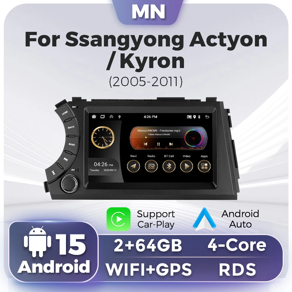 2 GB 32G Android 2 Din Autoradio für Ssang Yong Ssangyong Actyon Kyron CarPlay Auto GPS Multimedia Player Autoradio RDS FM Stereo Image