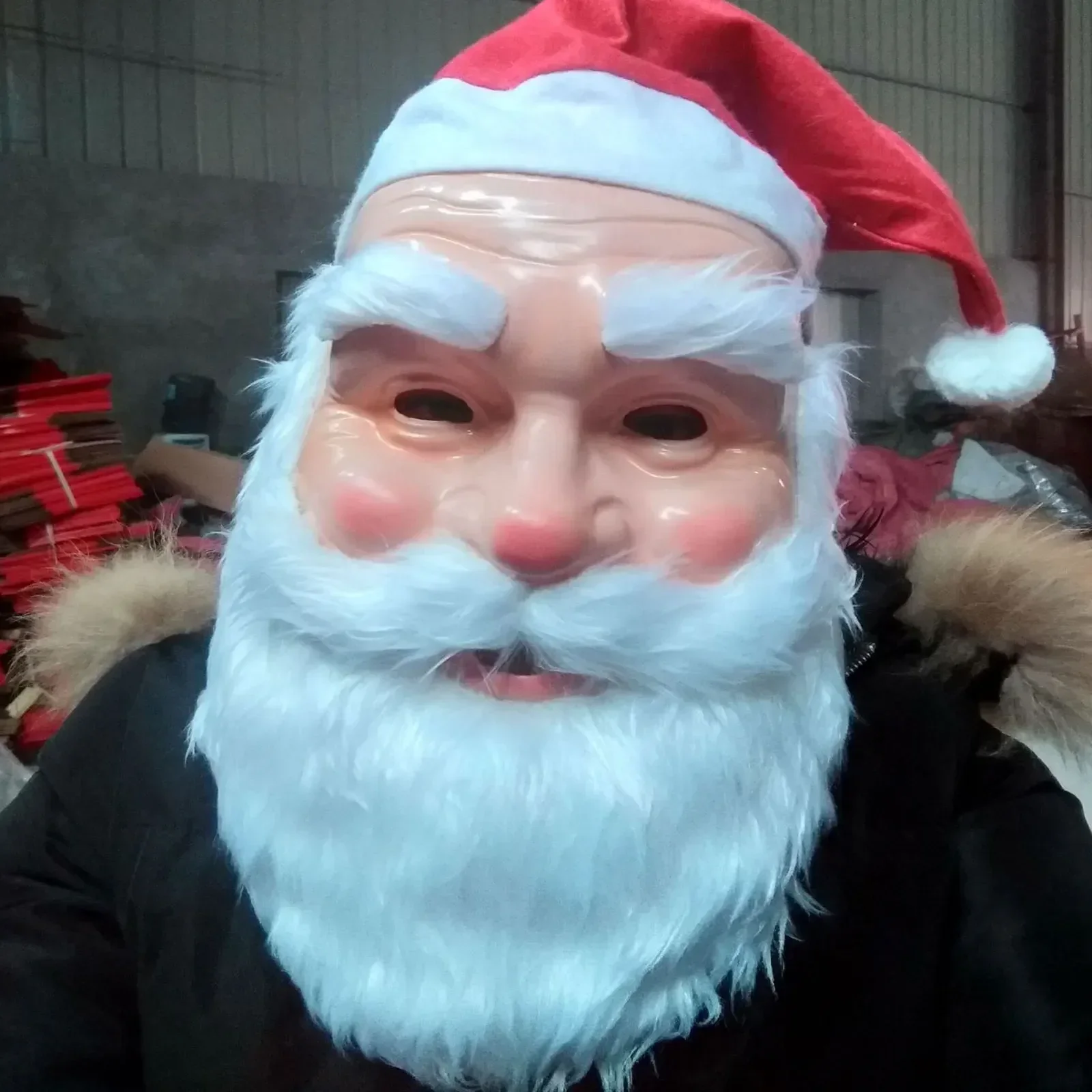 2025, neue Weihnachtsmann-Latexmaske, realistische Vollgesichtsmaske, ausgefallenes Kostüm, Weihnachten, Neujahr, Partyzubehör, lustige Perücke, Bartmaske Image