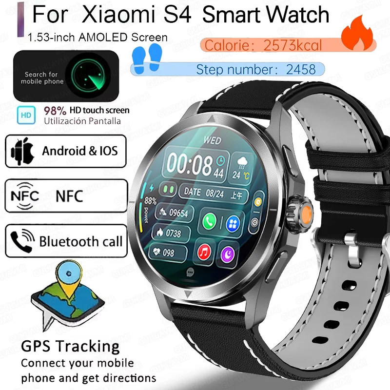 Neue Für Xiaomi Military GPS Smart Armband S4 Ultra Männer Uhr Kompass Wasserdichte Outdoor Sport Tracker Bluetooth Anruf Smartwatch Image