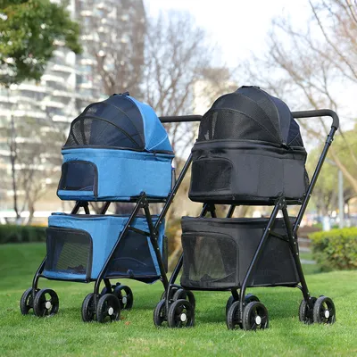 Faltbarer Haustier-Kinderwagen, 4-Rad-Hunde-Reise-Kinderwagen, Kinderwagen, Jogger mit Image