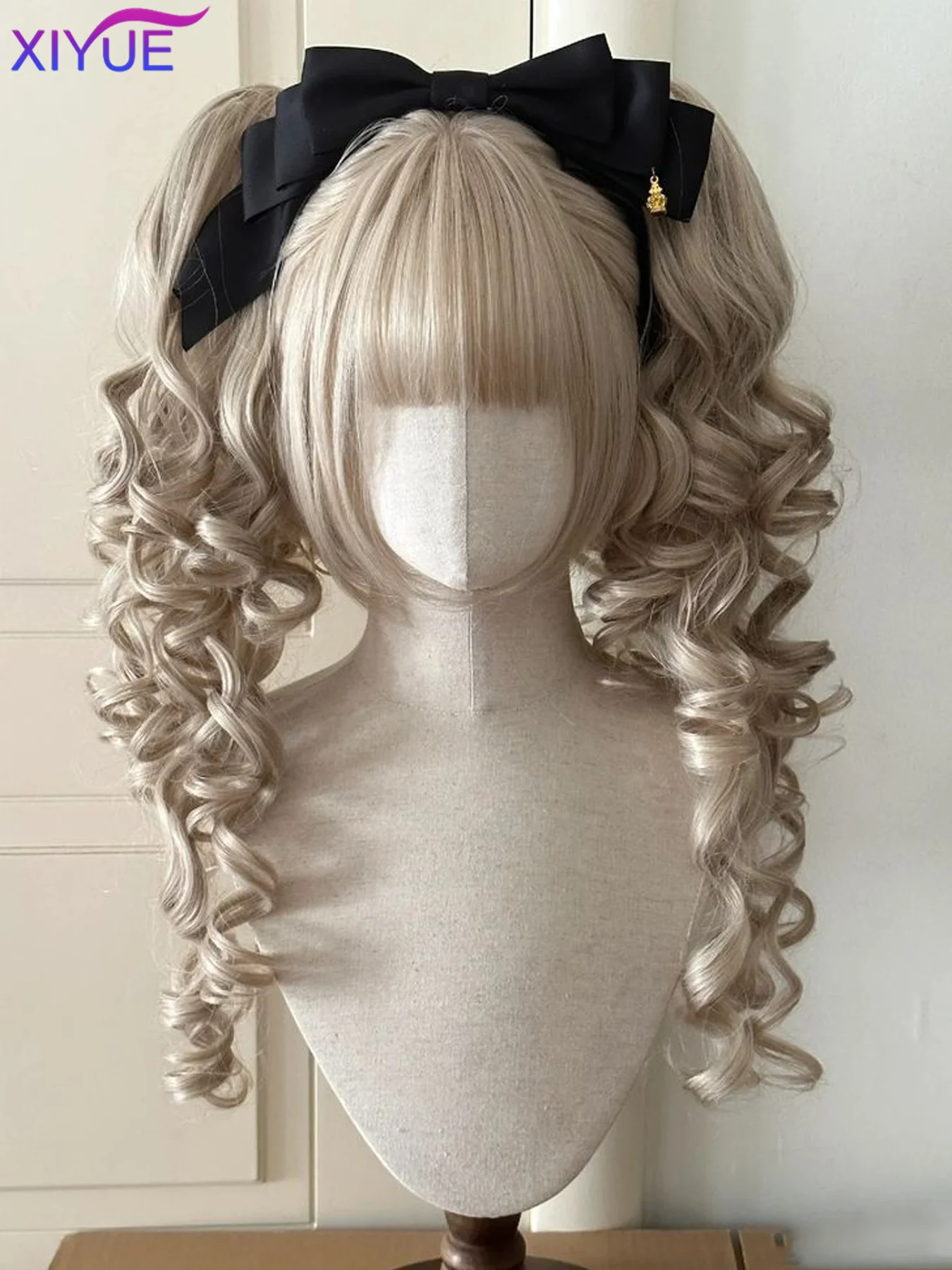 Synthetische Princess Cut Doppel Pferdeschwanz Lolita Perücke mit Pony Mädchen Ombre Blond Braun Weiß Grau Cosplay Halloween Harajuku Perücke Image