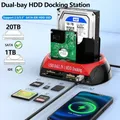 Docking station per disco rigido SATA IDE HDD dual-bay 10 IN 1 con adattatore di alimentazione 12V per scheda HDD/SSD TF da 2,5/3,5 pollici