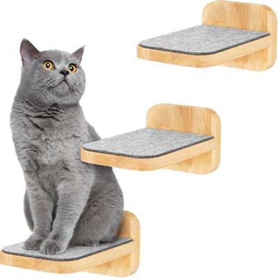 Katzentreppen 3er-Set für Wandmontage - Nachhaltiges Hartholz, Designer Kletterwand Katzen, Image