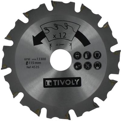 Tivoly - 1 Sägeblatt D115 mm, Bohrung 22,22 mm, 12 Hartmetallzähne für Schleifmaschine zum Image