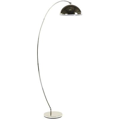 Stehlampe Gold Metall 188 cm runder Schirm geschwungen Bogenform langes Kabel mit Schalter Image