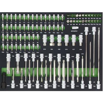 Baumarktplus - Profi Werkstattwagen Einlage 102 tlg. Steckschlüsselsatz Schaum 515x395x40mm grün Image