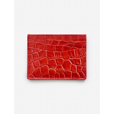 J.McLaughlin Men's Leather Cardcase in Croc Orange