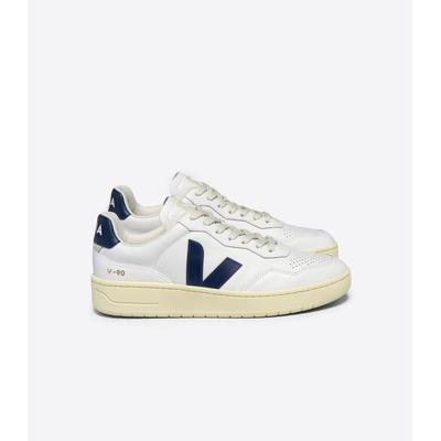 Veja V-90 Leder Damen Weiß/Navy Turnschuhe