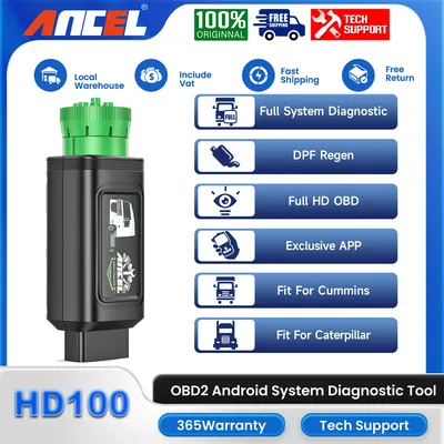 ANCEL HD100 Bluetooth Heavy Duty Truck Diagnosis Scanner Tester with All System ABS DPF Regen Code