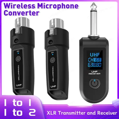 XLR Transmitter and Receiver UHF Wireless Microphone Adapter Plug Play for Audio Mixer Dynamic Mic