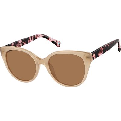 Zenni Women's Oversized Cat-Eye Rx Sunglasses Brown Plastic Full Rim Frame