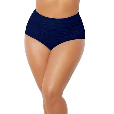 Plus Size Women's Shirred High Waist Swim Brief by Swimsuits For All in Navy (Size 24)