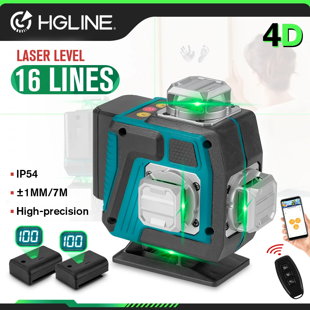 HGLINE 16 Linien 4D Laser Level Leveling Tool Power Display Automatisch 360 ℃ Horizontale und vertikale Kreuzlasermaschine Image