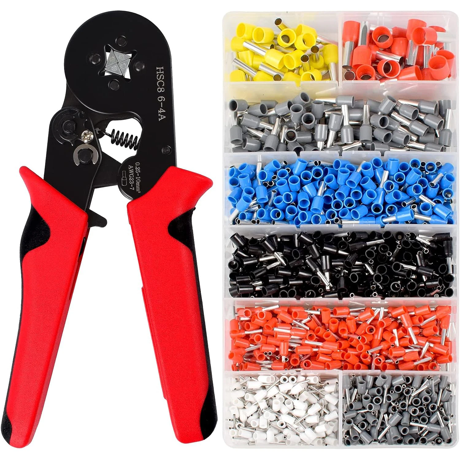 Kit di strumenti per crimpare ghiere, kit pinze per crimpare puntali per cavi, strumenti a cricchetto con connettori terminali Connettori di cablaggio AWG24-10